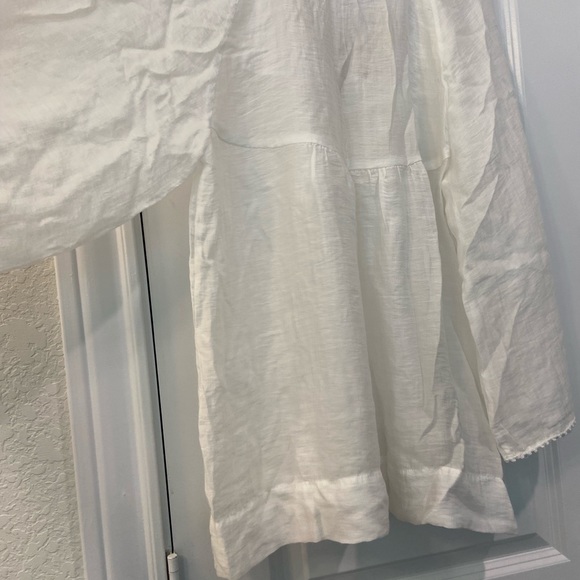 BCBGMaxazria Semi Sheer Peasant Embroidered Blouse Top - Picture 7 of 11